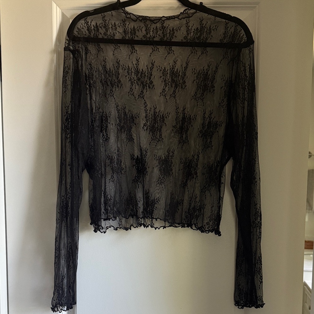 Cider Black Sheer Lace Blouse